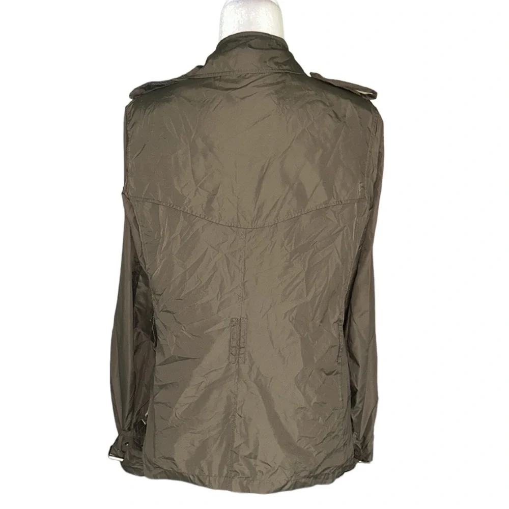 Burberry Peasdale Brown Tan Nylon Double Breasted Gold Button Trench Jacket - 8